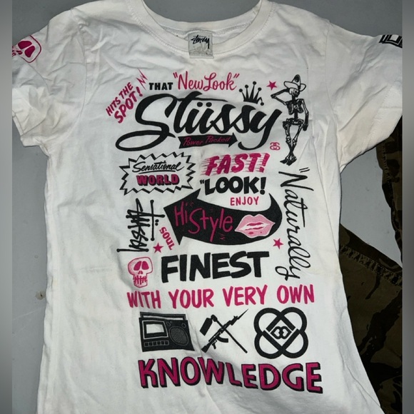 White Stussy graphic tee with bold graphics - Picture 1 of 4